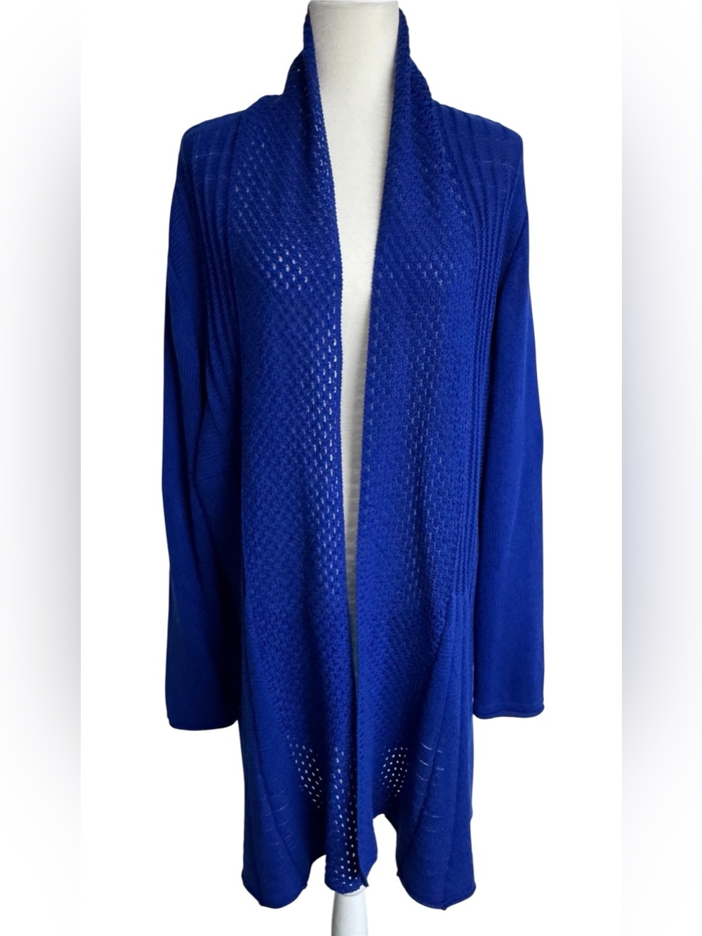 Kim Rogers Delta Blue Open Front Knit Cardigan Size 3X